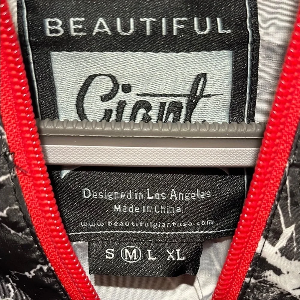 Black and White Marble Hoodie with Red Accents